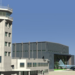 航空自衛隊　格納庫と管制塔