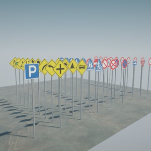 【42種・無料】道路標識3Dモデルセット 缩略图 4