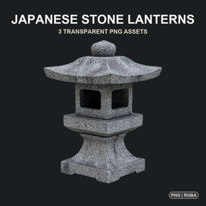 和風 石灯籠 3PNGセット / Japanese Stone Lanterns - 3 PNG Set