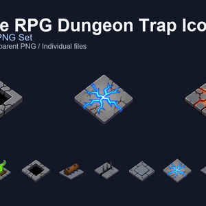 和風RPG ダンジョン床罠・仕掛けアイコン 12PNG / Japanese RPG Dungeon Trap Icons