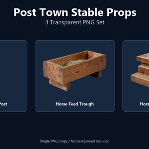 和風 宿場町・馬宿小物 3PNGセット / Japanese Post Town Stable Props - 3 PNG Set