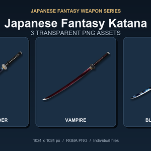 和風ファンタジー刀 3PNGセット / Japanese Fantasy Katana - 3 PNG Set