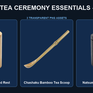 和風 茶道具・茶室小物 3PNGセット / Japanese Tea Ceremony Props - 3 PNG Set
