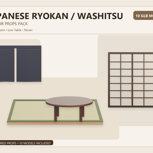 和室・旅館インテリア3D小物 10点セット｜Japanese Ryokan / Washitsu Interior Props
