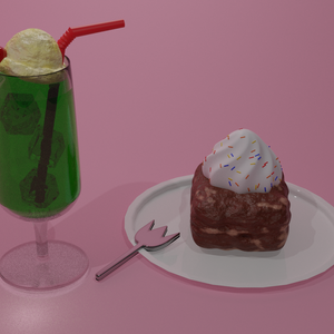 【３Dモデル】クリームソーダ＆チョコレートスコーン