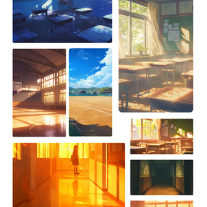 学校シーン背景素材 35枚セット｜PNG福袋（928×1232px）