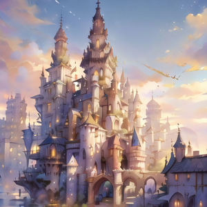 Fantasy Town シリーズ｜幻想的な街並みイラスト 3枚セット（3000×4000px PNG）