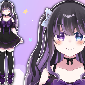 【PSD】地雷系紫ハーフツインちゃん【汎用Vtuber立ち絵】