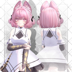 【VRC想定】耳付き チンチラ編み込みボブヘア 缩略图 14