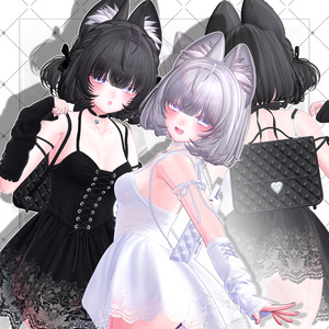 【VRC想定】耳付き チンチラ編み込みボブヘア 缩略图 5