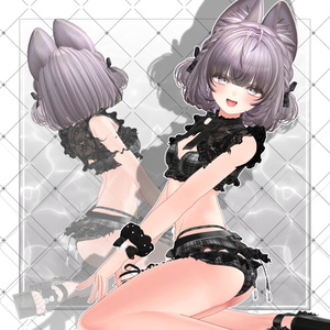 【VRC想定】耳付き チンチラ編み込みボブヘア 缩略图 4