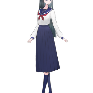 表情差分素材「女の子1」(セーラー服、黒髪ロング、つり目)