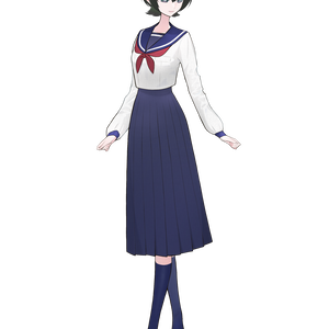 表情差分素材「女の子2」(セーラー服、黒髪ショート、つり目)