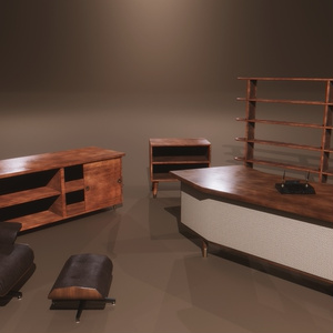 1950s Mid Century PBR Home Furniture and Props Pack [Low Poly] 缩略图 7