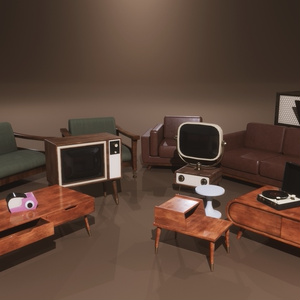 1950s Mid Century PBR Home Furniture and Props Pack [Low Poly] 缩略图 3