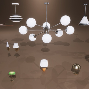 1950s Mid Century PBR Home Furniture and Props Pack [Low Poly] 缩略图 9