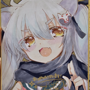 夏コミ ぱんやかわ C104 ブルアカ ポニテホシノ 直筆イラスト ミニ色紙