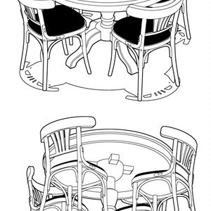 丸テーブルと椅子A
