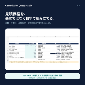 Commission Quote Matrix｜クリエイター向け 見積・工数・実質時給シミュレーター【Excel】