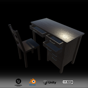 【無料】机と椅子セット ２種セット【３Dモデル】