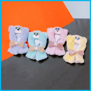 黒×白］にじぱぺっと ぬい服 ぬい帽子 ネコ耳 ニット帽 編み物 10cm