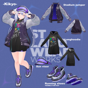 【VRChat対応 衣装3Dモデル 『スタジャン＆ロングパーカーコーデセット』】