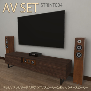 【VRインテリア】AVセット(壁掛けテレビ・テレビボード・AVアンプ・スピーカー類) STRINT004【VRChat想定】