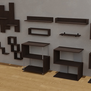 【無料】3Dモデル [棚セット]-全12種類三色 缩略图 2