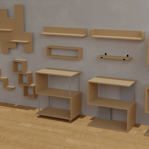 【無料】3Dモデル [棚セット]-全12種類三色 缩略图 4