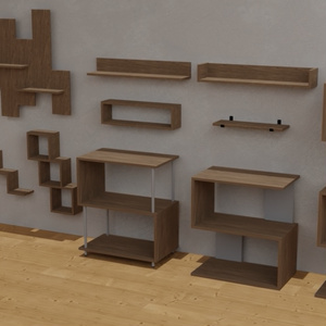 【無料】3Dモデル [棚セット]-全12種類三色 缩略图 3