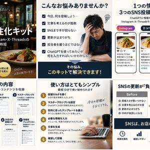     飲食店SNS外注化キット｜ChatGPTでInstagram・X・Threadsの投稿作成を時短