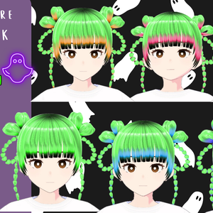 Green with colored faded to black tips hair texture  mega pack 