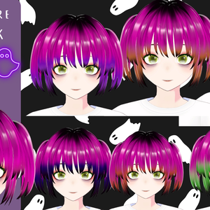 Pink with colored faded to black tips hair texture  mega pack 