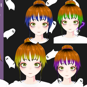 Orange with color faded to black tips hair texture  mega pack 