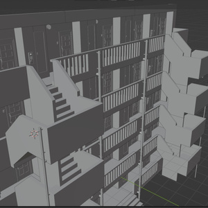 3Dプリント用 マンション廊下＆階段(.blend)