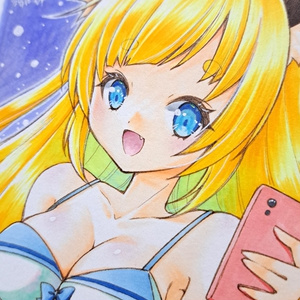 【NEW】下着狐ミニ色紙風原画