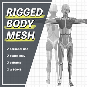 【3Dモデル】リギング済み素体【商用利用・改変可】　rigged body mesh