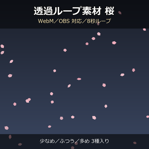【透過ループ素材】桜エフェクト 3種（少なめ/ふつう/多め）｜WebM・OBS対応・8秒ループ【配信/動画】