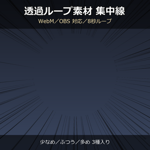 【透過ループ素材】集中線 動画 3種（少なめ/ふつう/多め）｜WebM・OBS対応・8秒ループ【配信/動画】