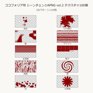 【TRPG素材】ココフォリア用 シーンチェンジAPNG vol.2 テクスチャ100種｜飛沫・ひび割れ・霧・グリッチ【無料サンプル有】