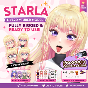 Customizable Live2D Rigged Vtuber Model Starla, Full Body Rigging, vBridger Ready, Vtuber Anime