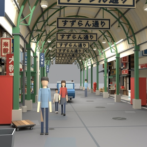 昭和レトロ商店街 ローポリ3Dモデルパック 28点｜VRChat・Unity向け