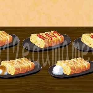 【Vtuber配信向け/動画&配信素材】玉子焼きセット②（ケチャップ3種/大根おろし2種）