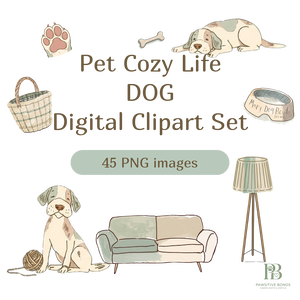 【45点SET】Pet Cozy Life - デジタル素材集（犬と暮らしの小物） / PAWSITIVE BONDS