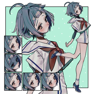 【無料/有料】セーラー衣装な子【表情5種/半袖・インナー】