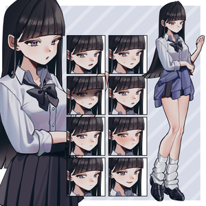【表情10種】あまりこちらに興味が無さそうな女学生【無料/有料】