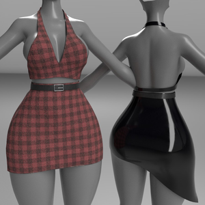 Summer Top and 2 Skirts set for VRChat Avatars - 7 Texture sets - Rigged to Pandaabase - Commercial
