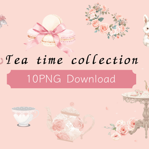 【クリップアート全10点セット】Tea time collection ：PNG背景透過