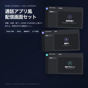 GAME CHANNEL | Discord風 配信画面セット｜待機・休憩・終了｜無音MP4｜PREditLab