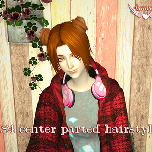 TS4 center parted hairstyle